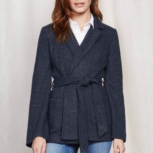 Unlined Boden Navy Wrap Wool Jacket size 10